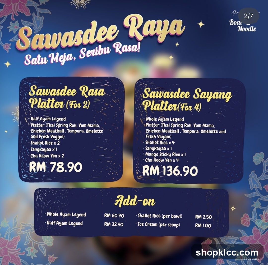 Sawasdee Raya Menu