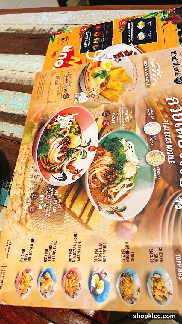 Thai Boat Noodle Menu