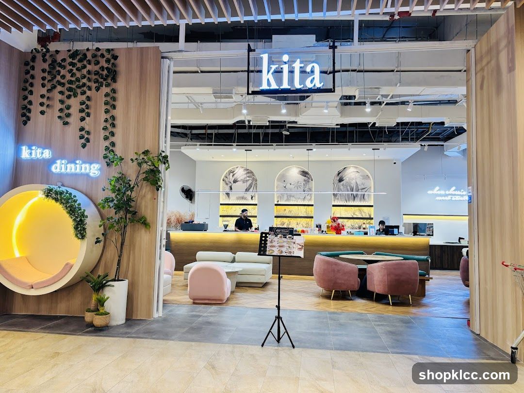 Modern Cafe Interior with Neon Signage