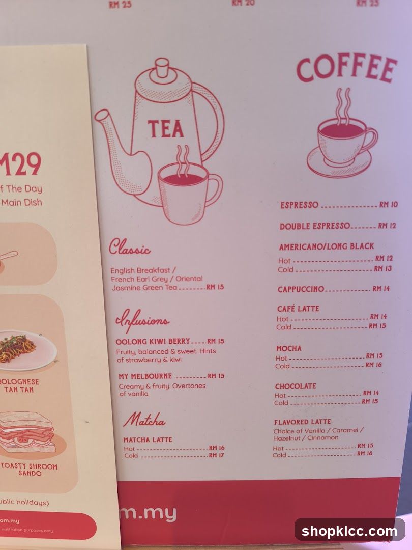 Coffee and Tea Menu