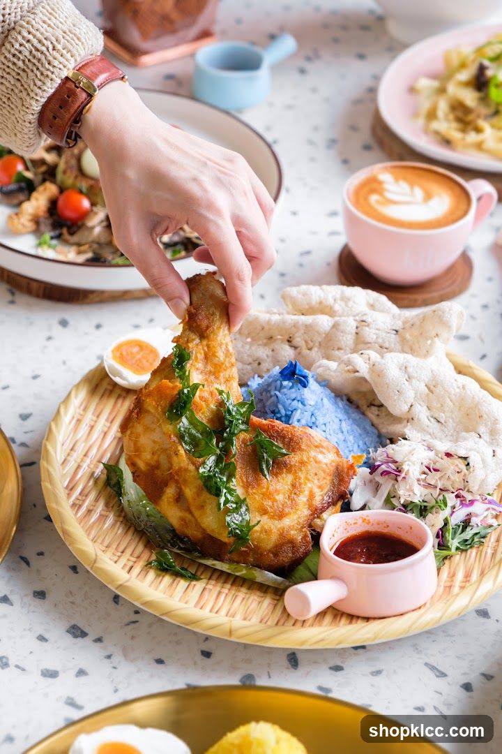 Fried Chicken Platter with Blue Rice