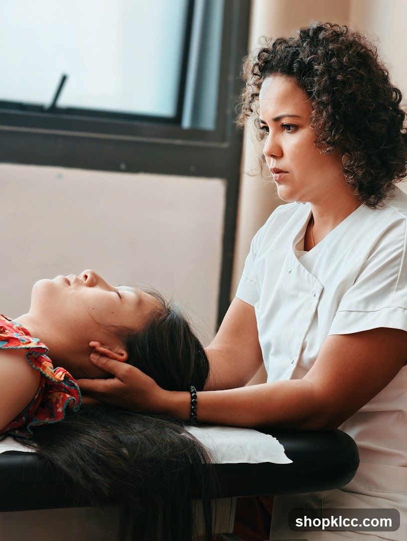 Therapist performing neck adjustment