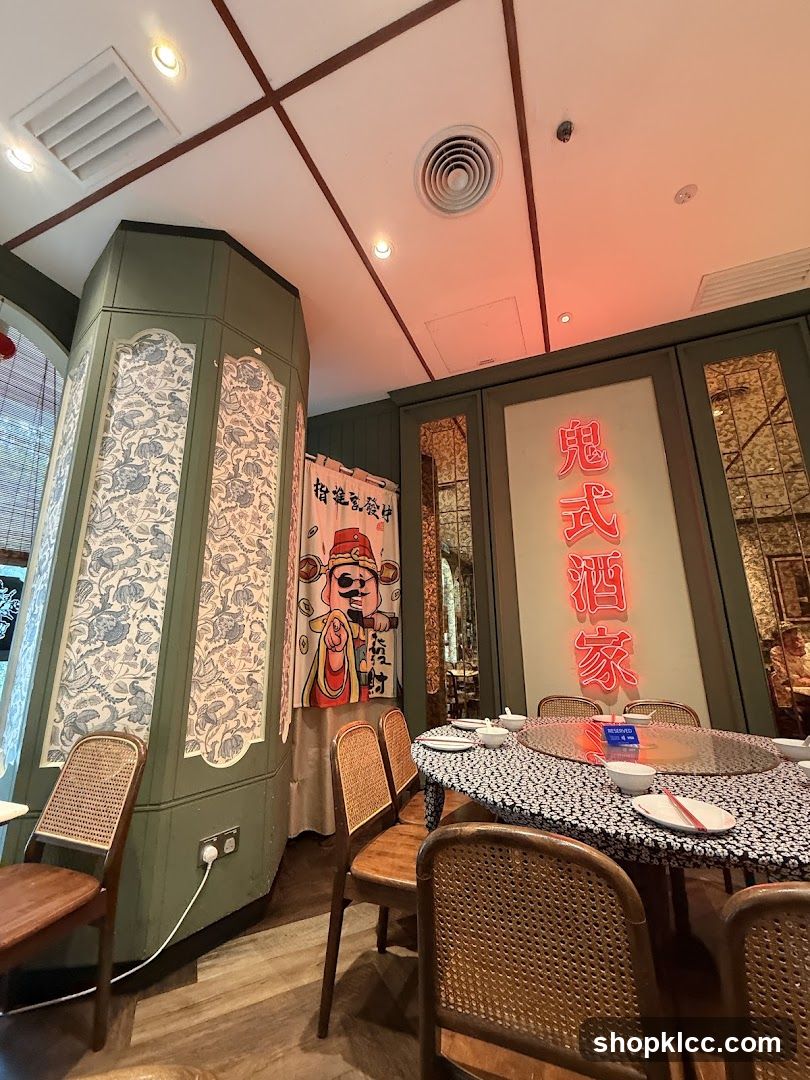 Restaurant Interior with Neon Signage
