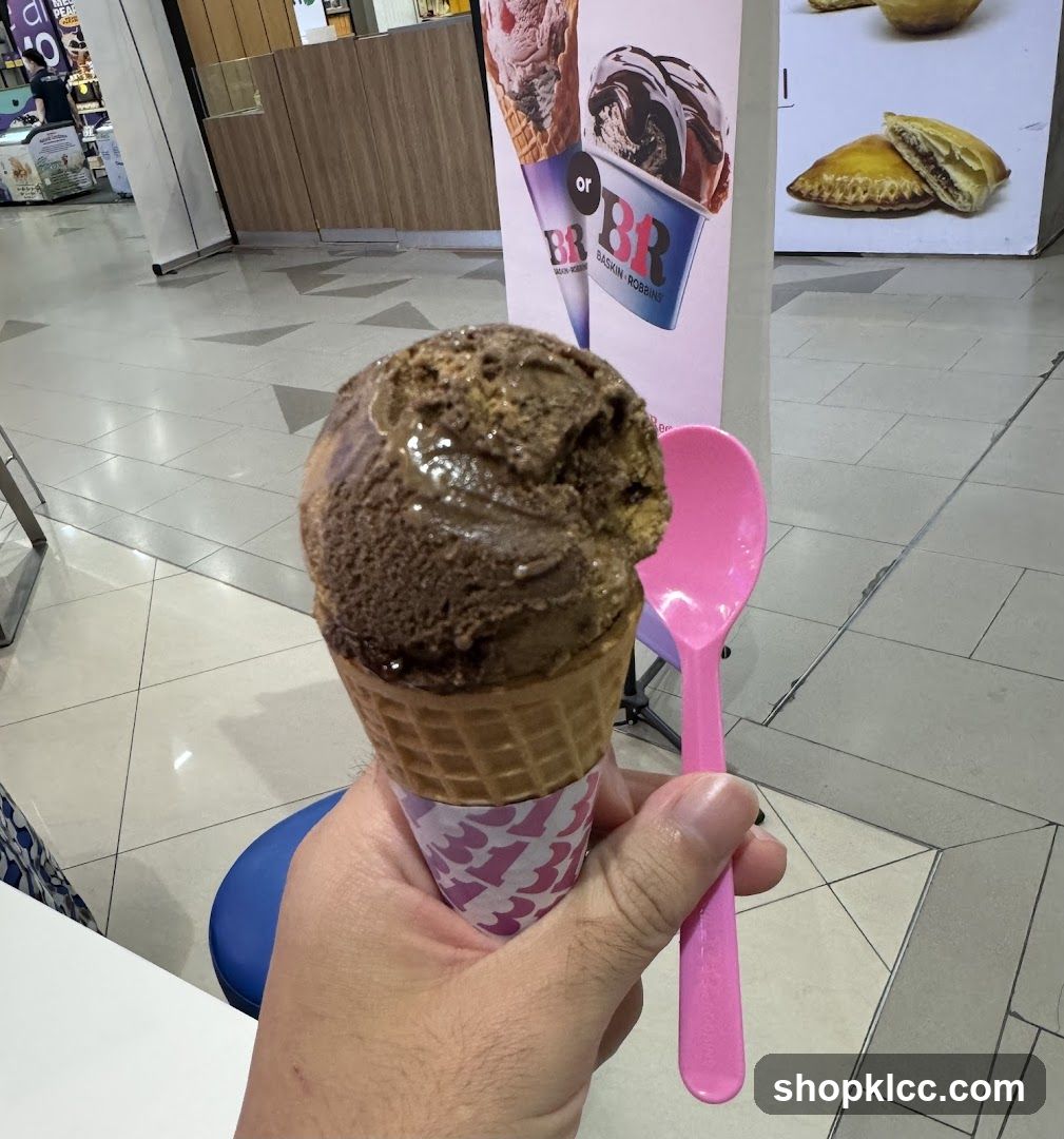 Ice Cream Cone with Pink Spoon