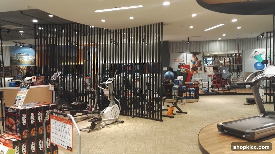 Gym Interior with Equipment and Merchandise Display