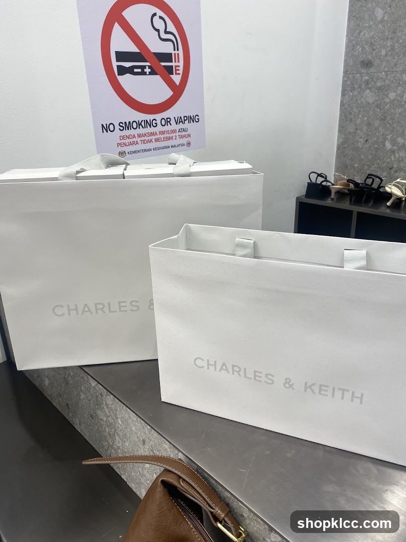 Shopping Bags and No Smoking Sign