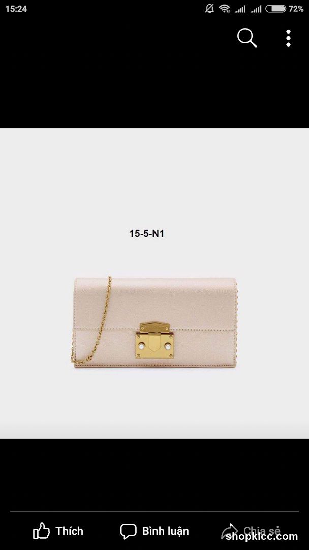 Beige clutch bag with gold hardware