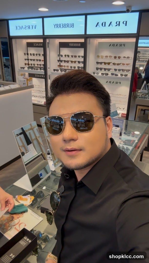 Man wearing sunglasses in an optical store