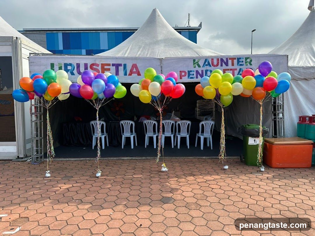 Balloons at a Tent Entrance