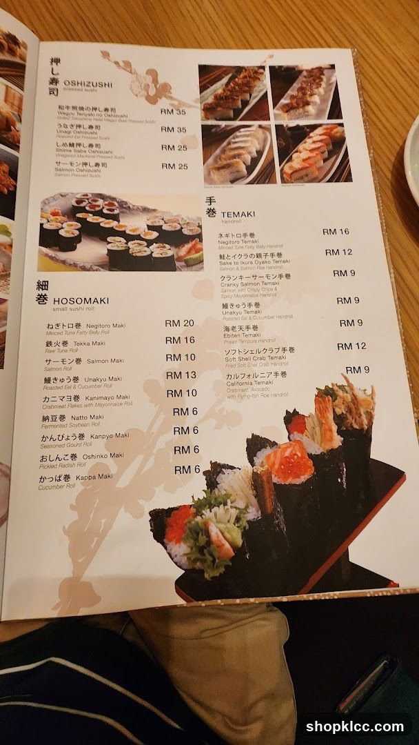 Japanese Sushi Menu
