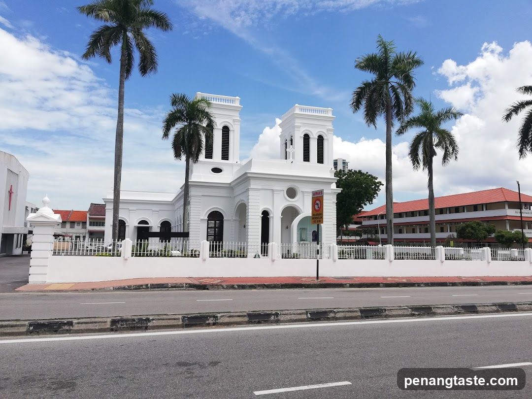 White Church Building with Palm Trees