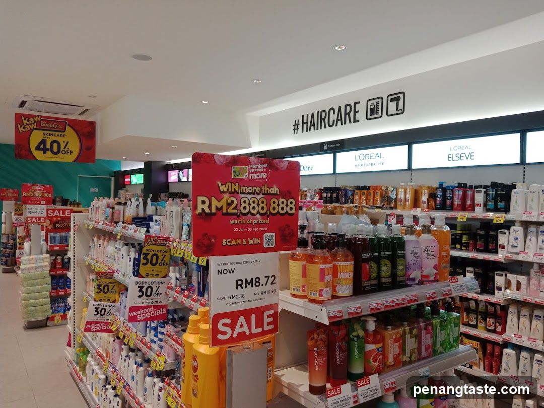 Beauty store interior with promotional displays