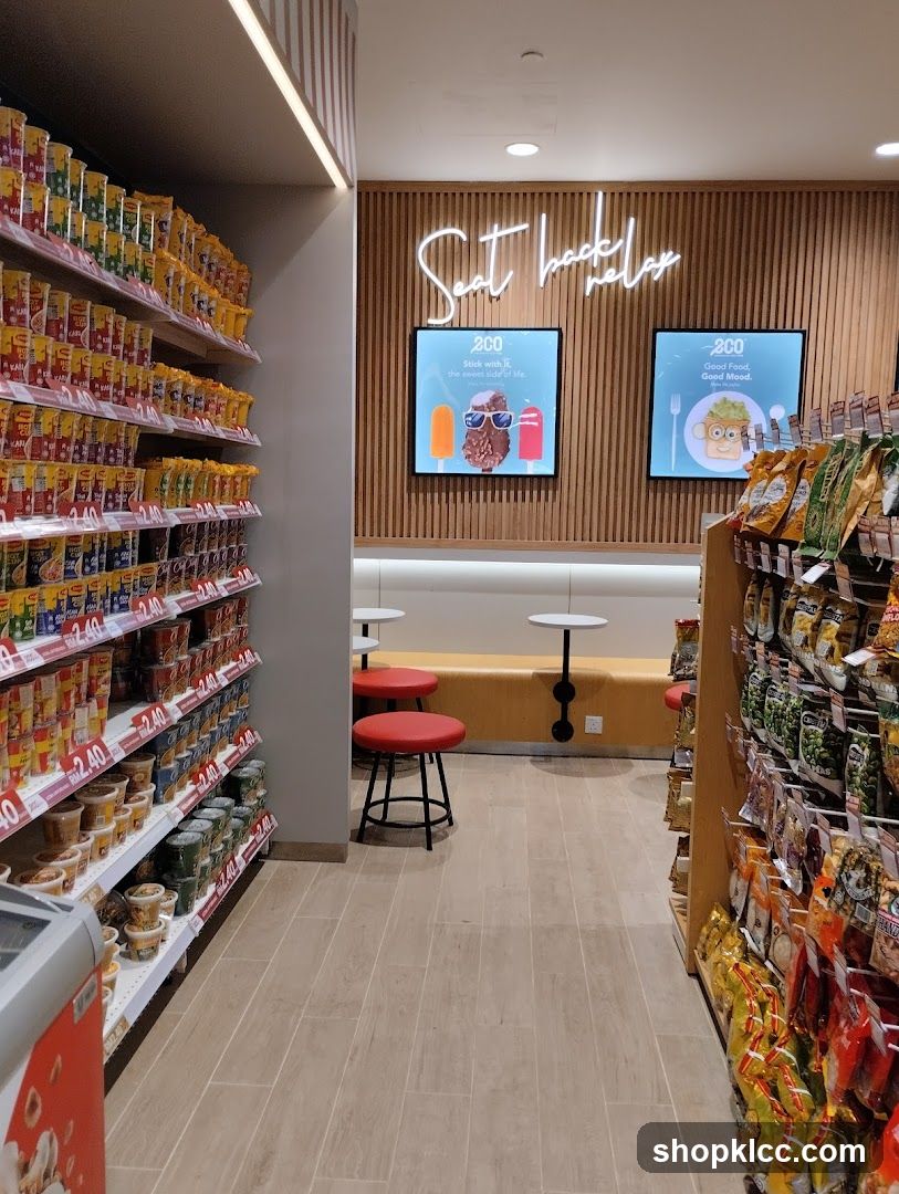 Store aisle with shelves of food products