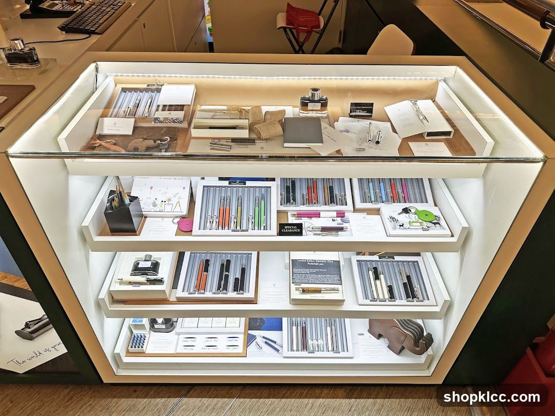 Display Case with Pens and Stationery