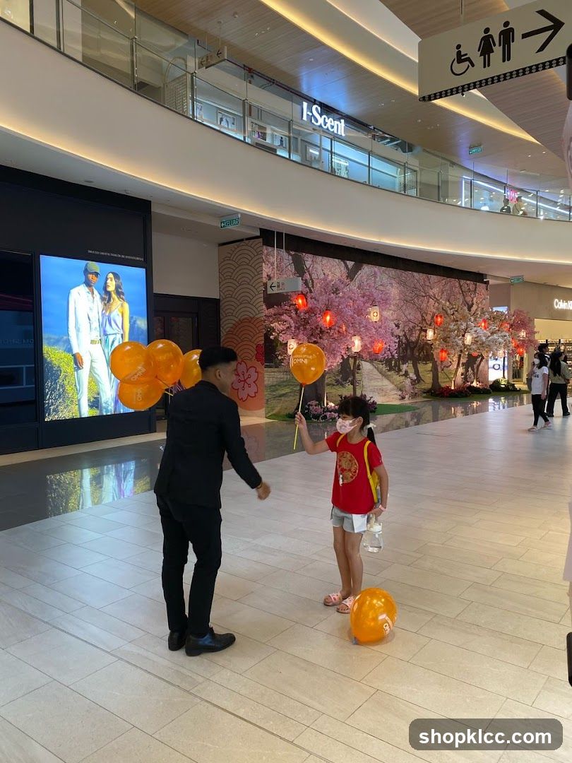 Shopping Mall Interior with Balloons