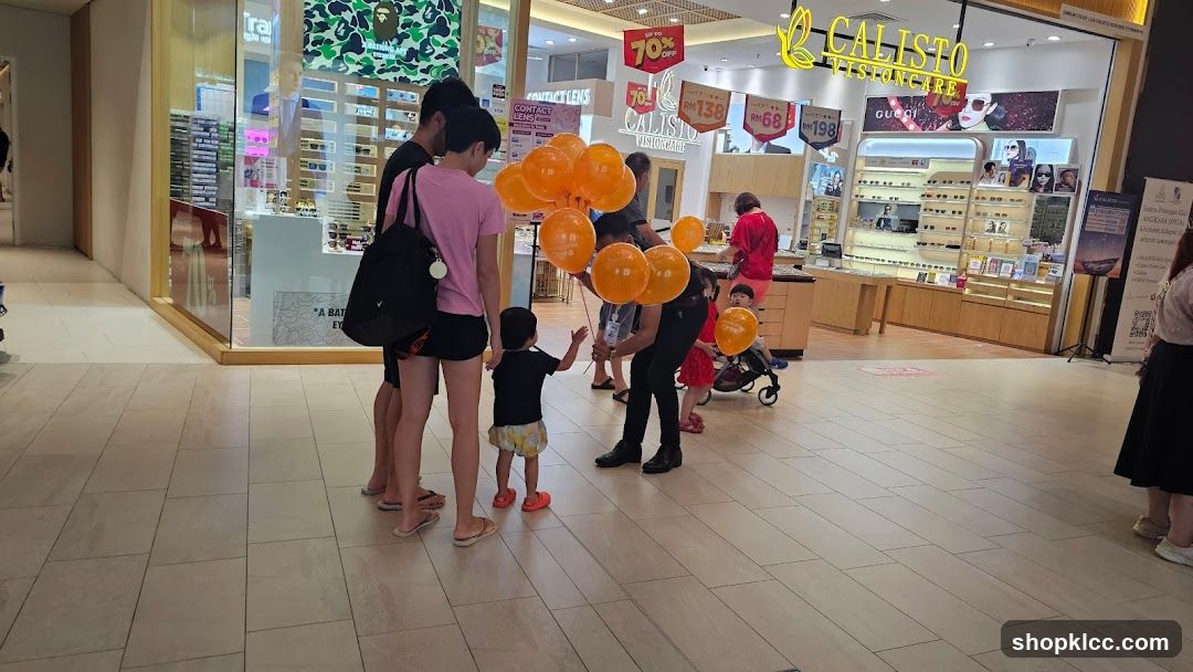 Shopping Mall Interior with Balloons