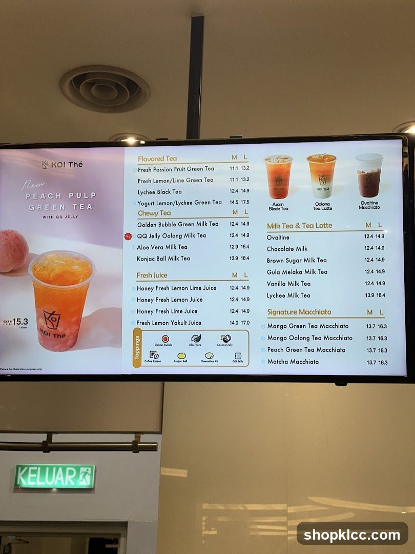 KOI Thé Menu