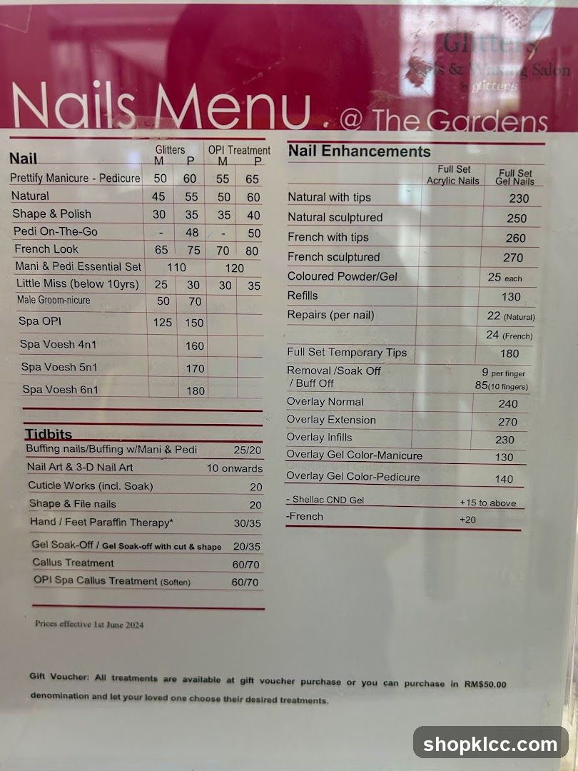 Nails Menu @ The Gardens
