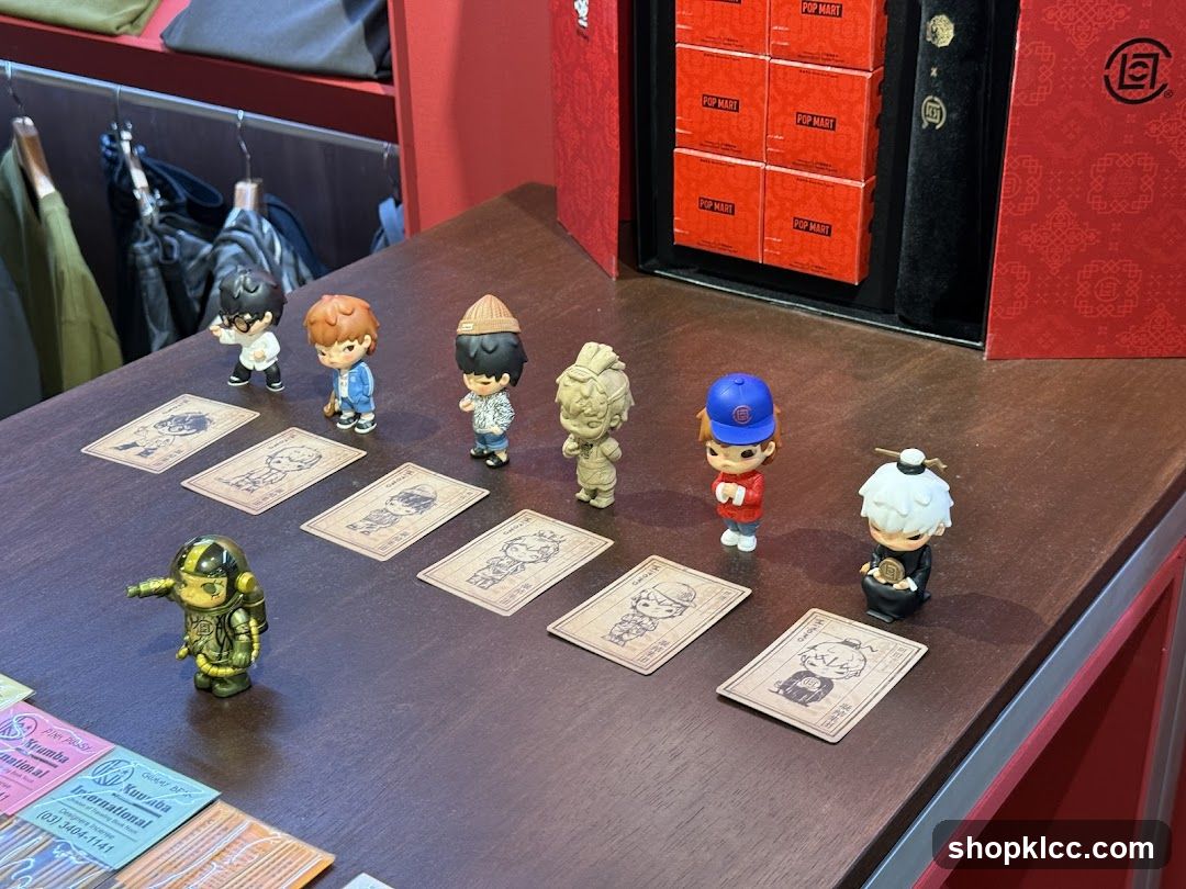 Display of Collectible Figures and Cards