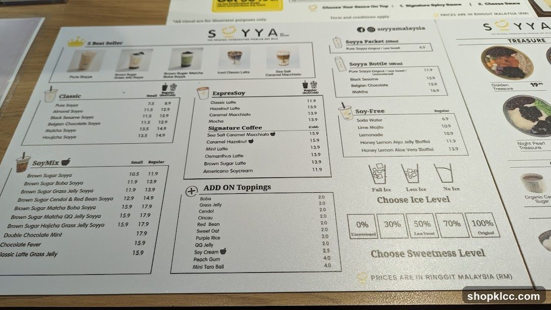 SOYYA Menu