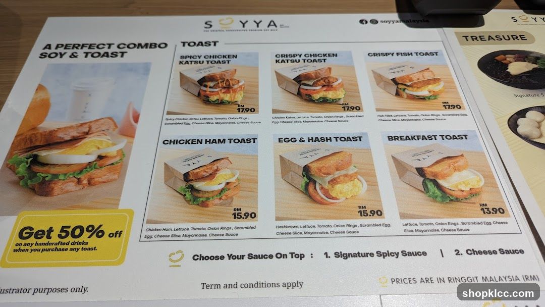 SOYYA TOAST MENU