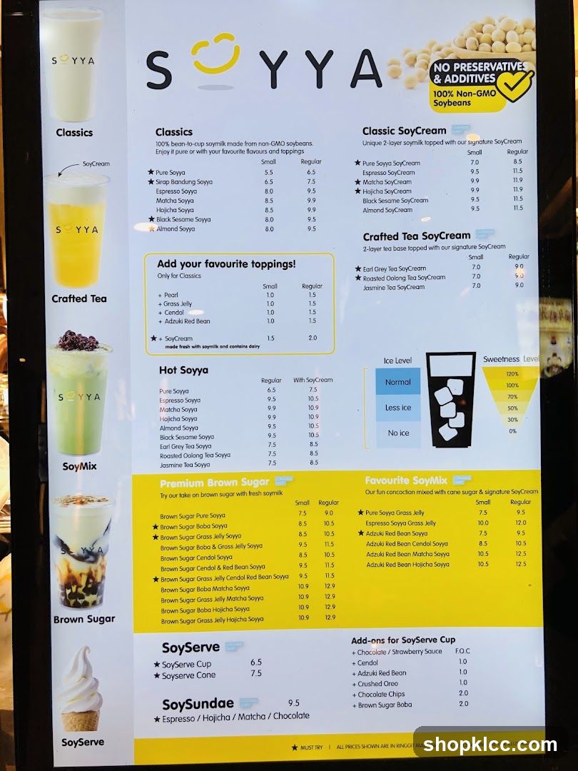 SOYYA Menu