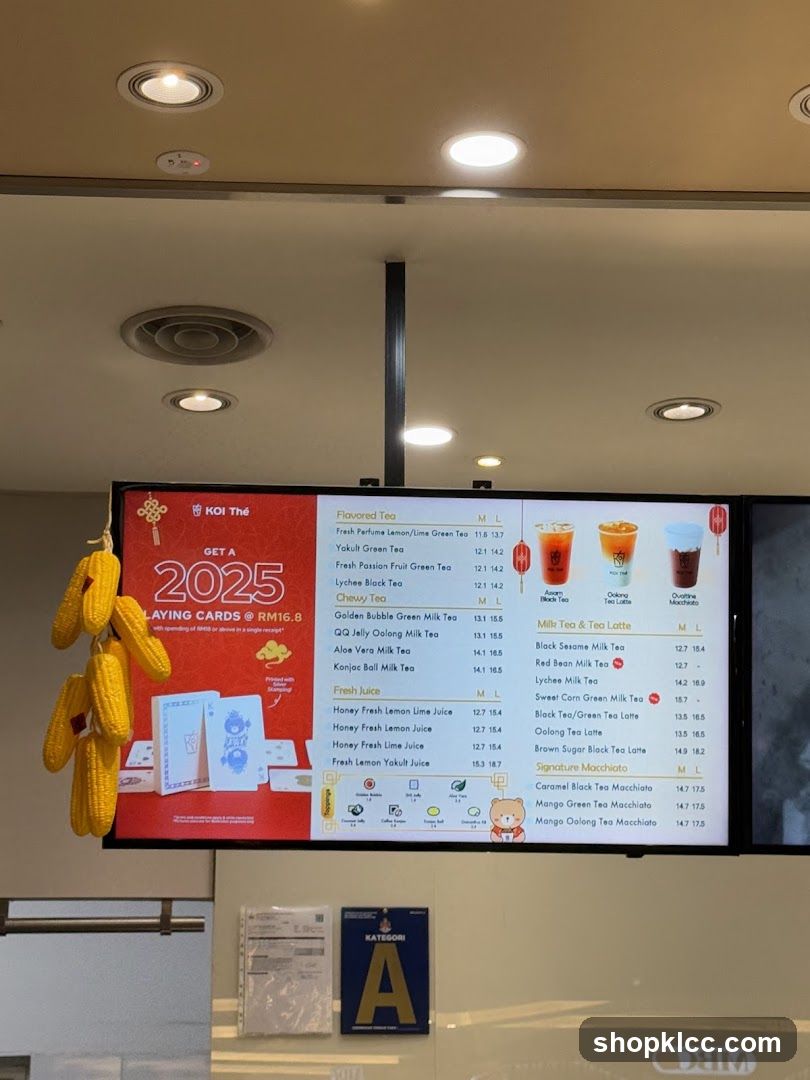 KOI Thé Menu