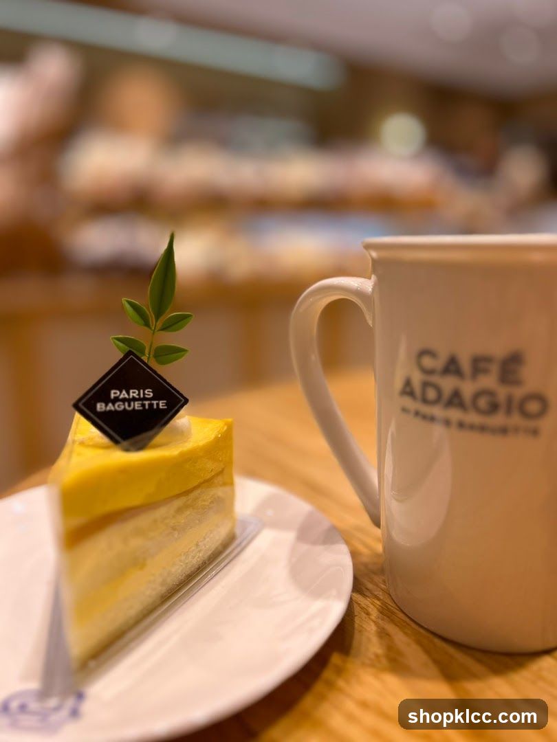 Slice of cake and coffee cup