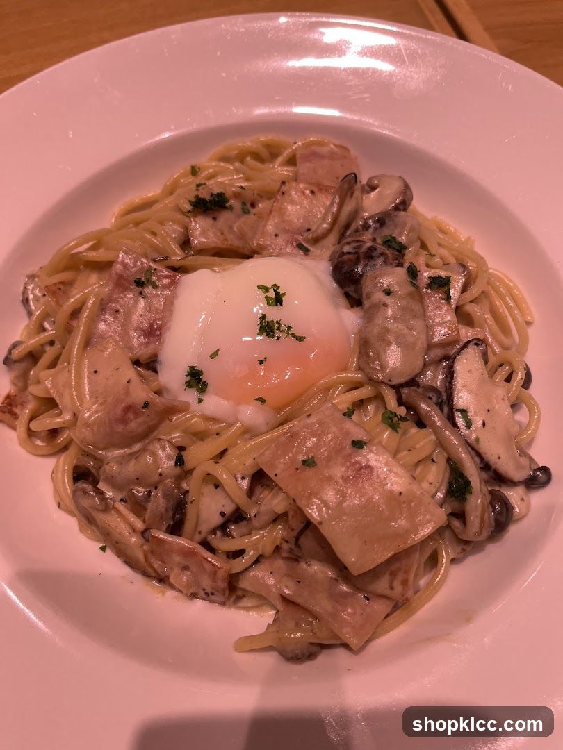 Spaghetti Carbonara with Poached Egg
