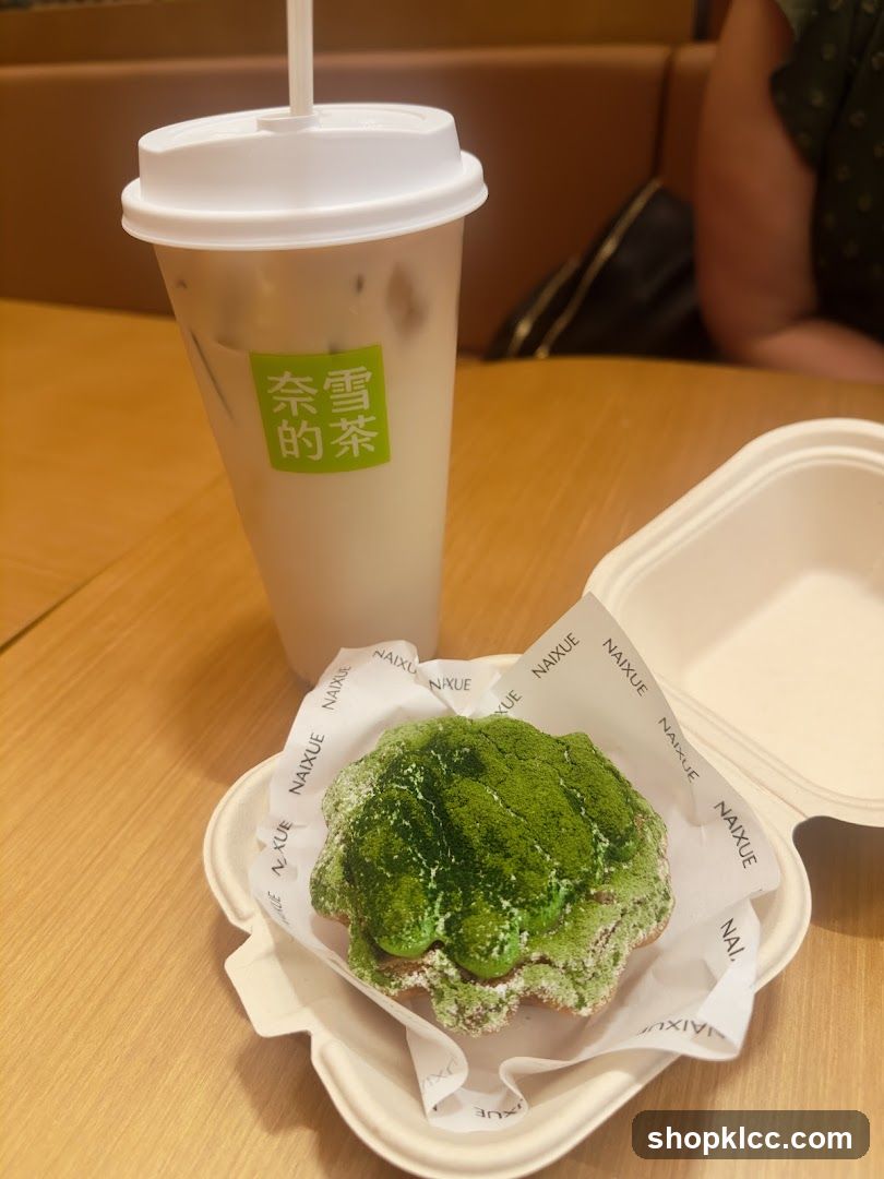 Matcha pastry and drink