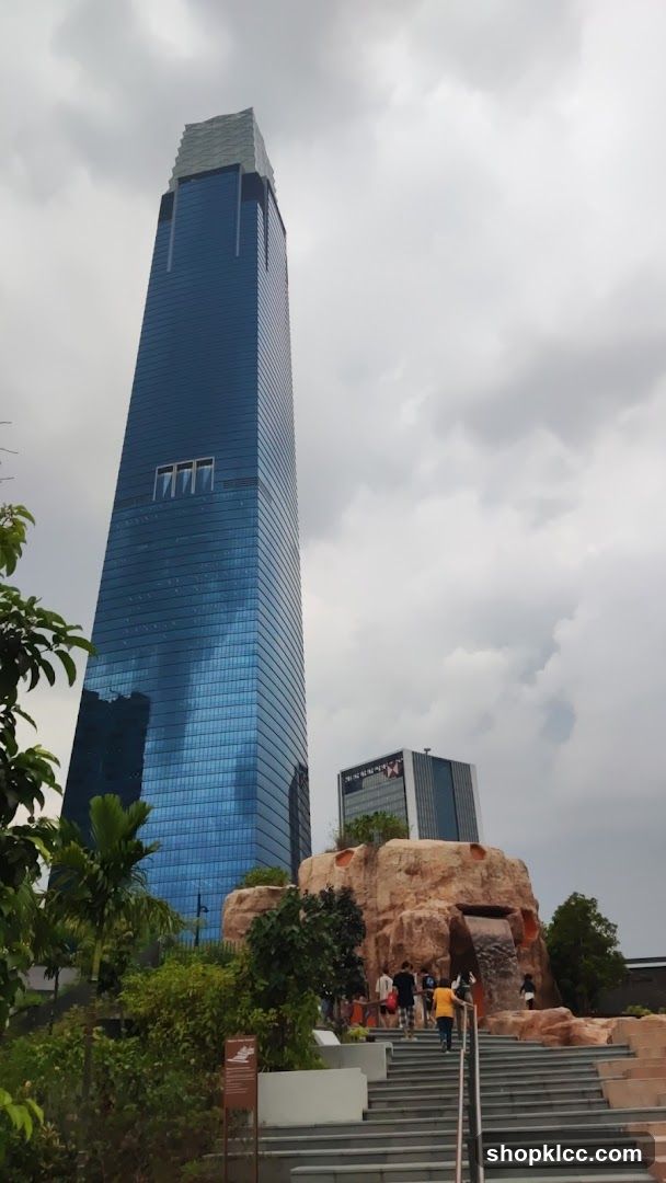 Modern Skyscraper and Artificial Waterfall