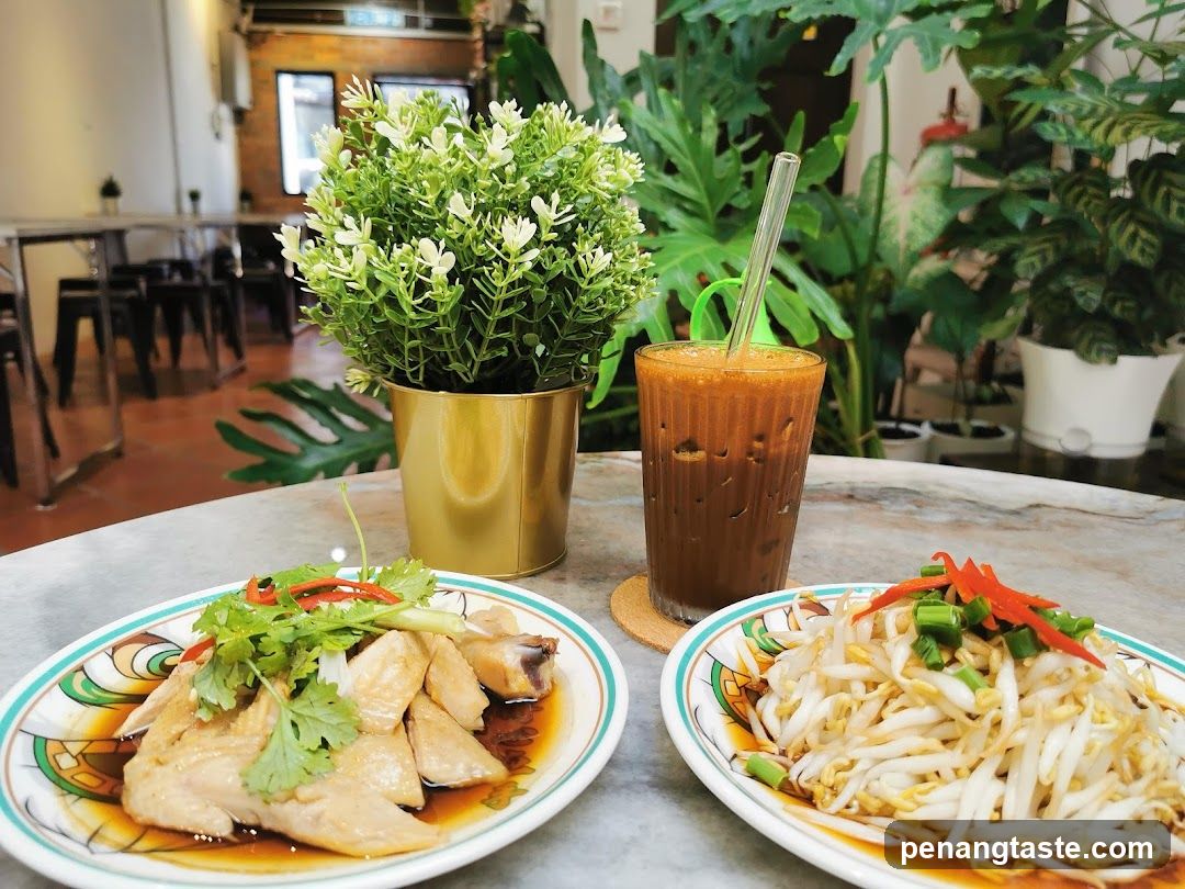 Hainanese Chicken Rice and Bean Sprouts