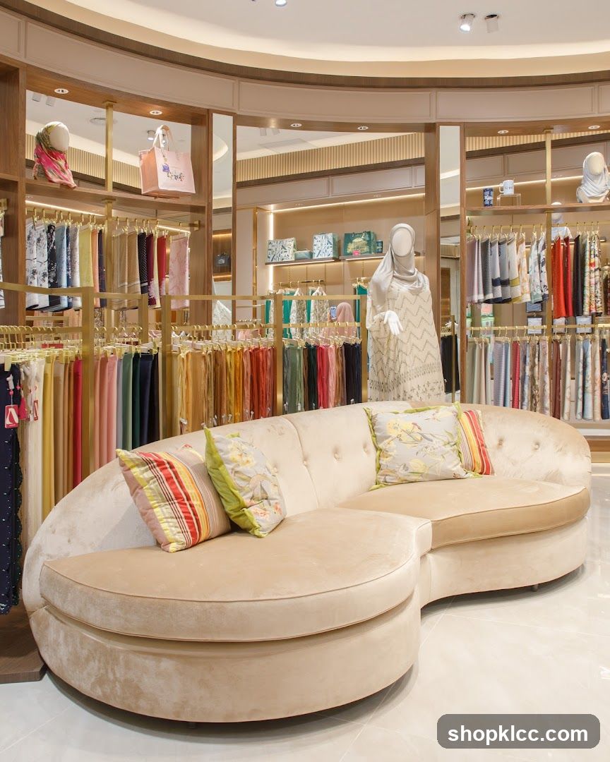 Store Interior with Scarves and Seating