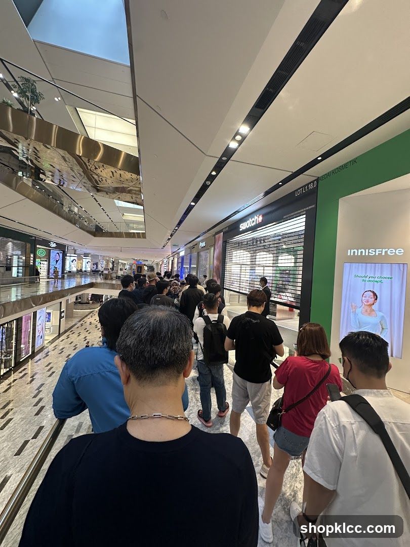 People queuing in a mall