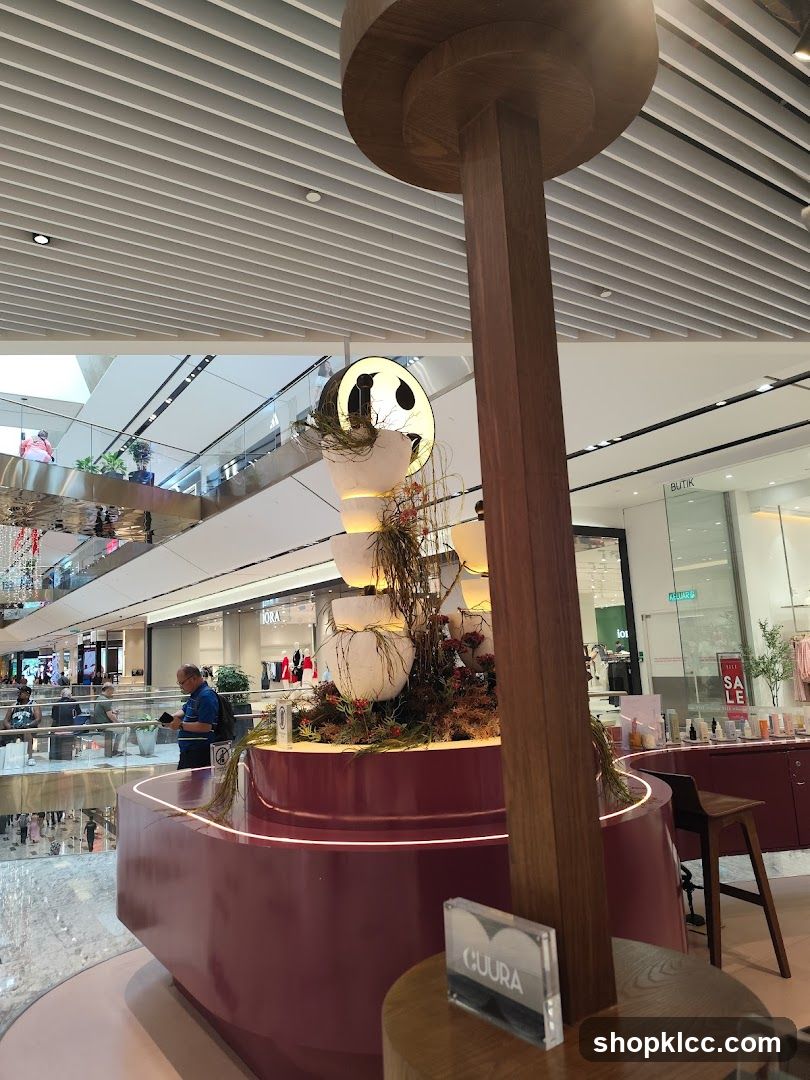 Interior of a shopping mall with a decorative display