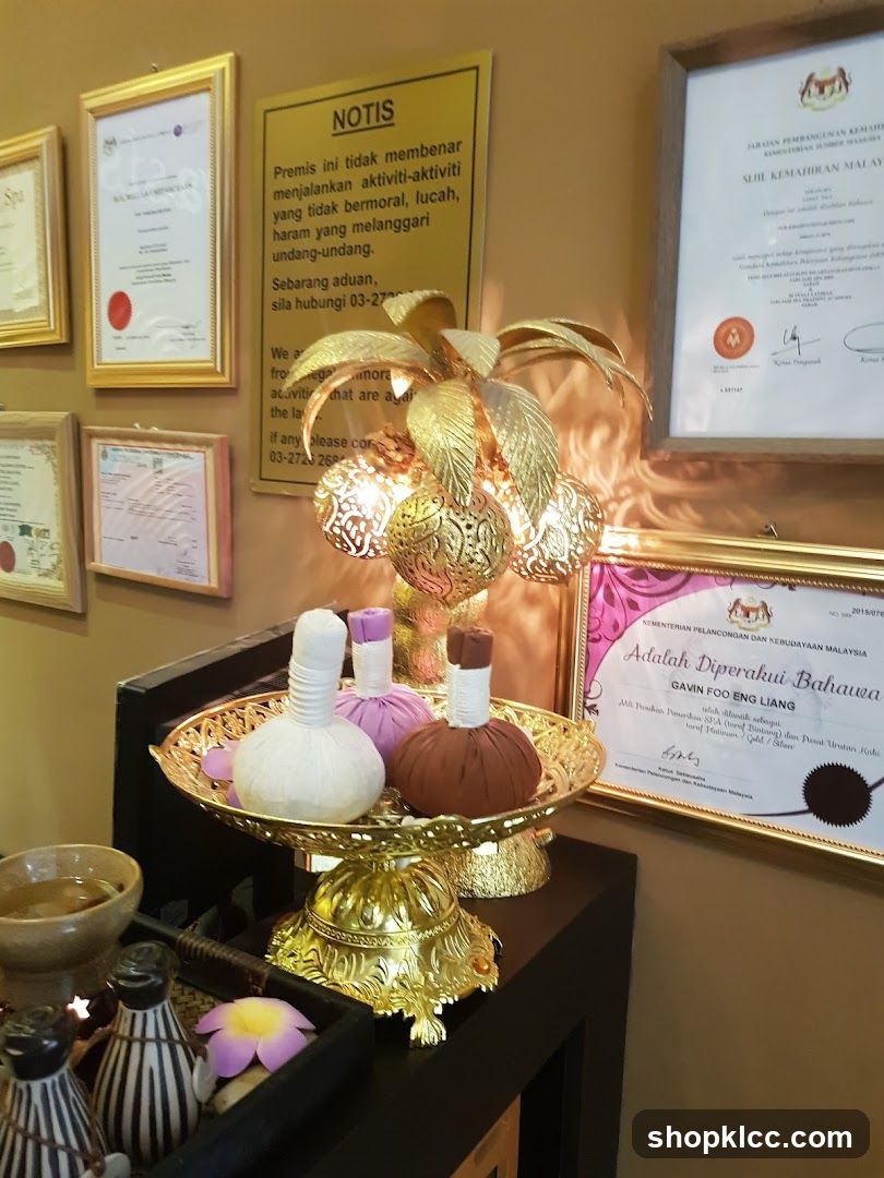 Spa Decor with Certificates