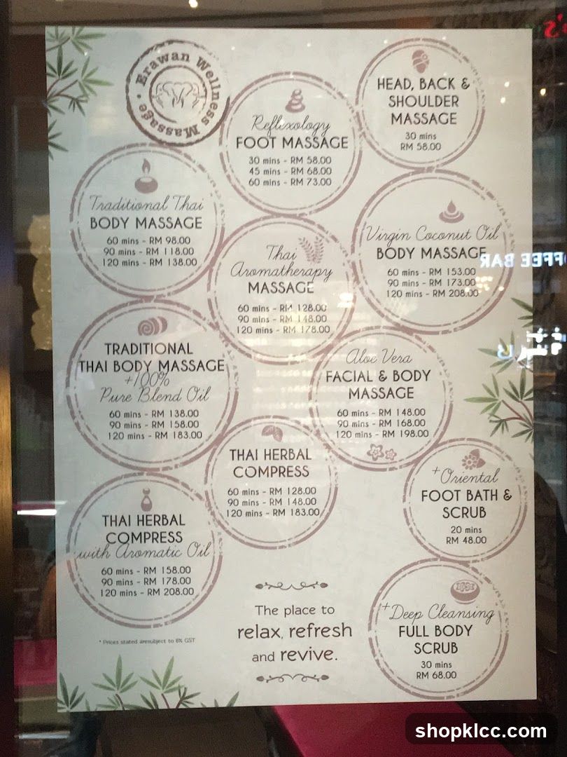 Brawan Wellness Massage Menu