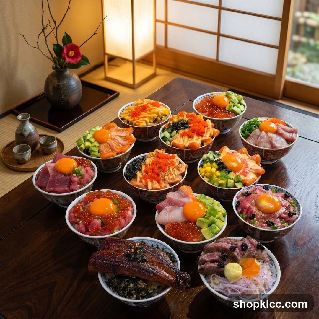 Assortment of Japanese Donburi Bowls