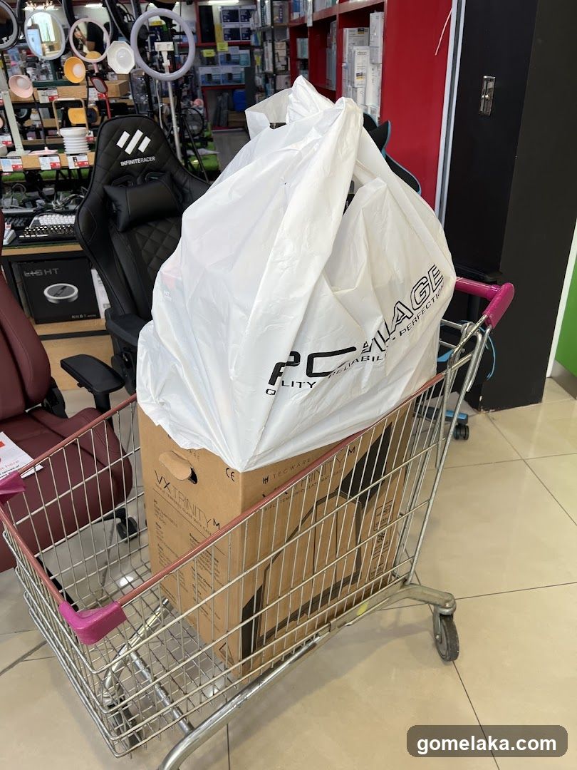 Shopping cart in electronics store
