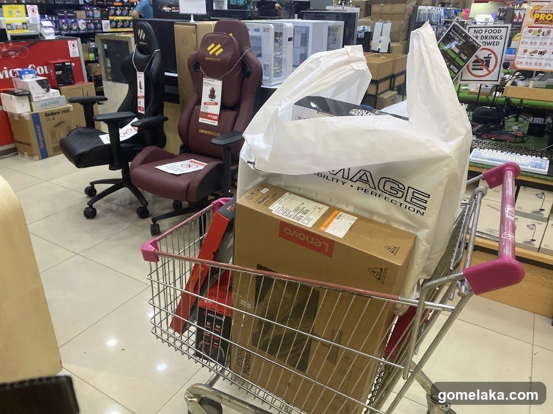 Shopping cart in electronics store