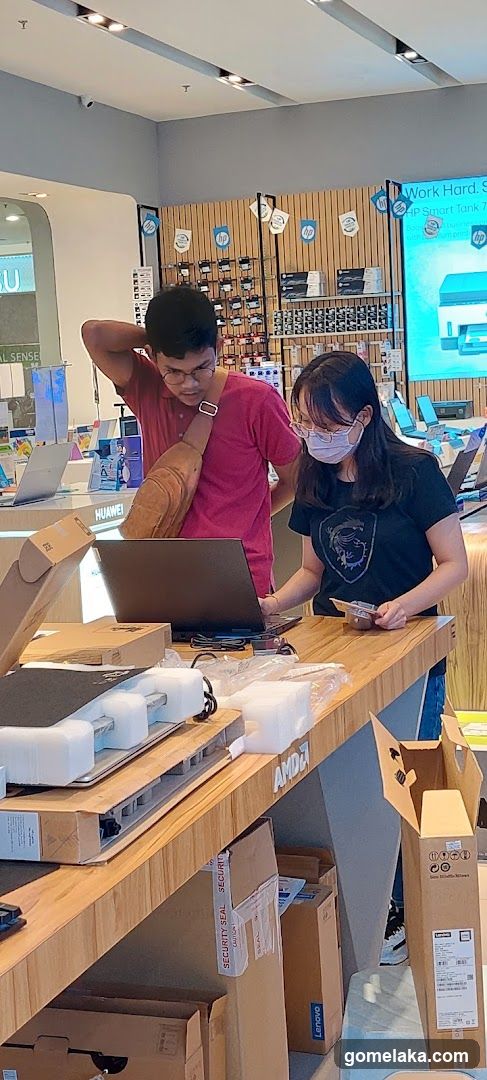Inside electronics store