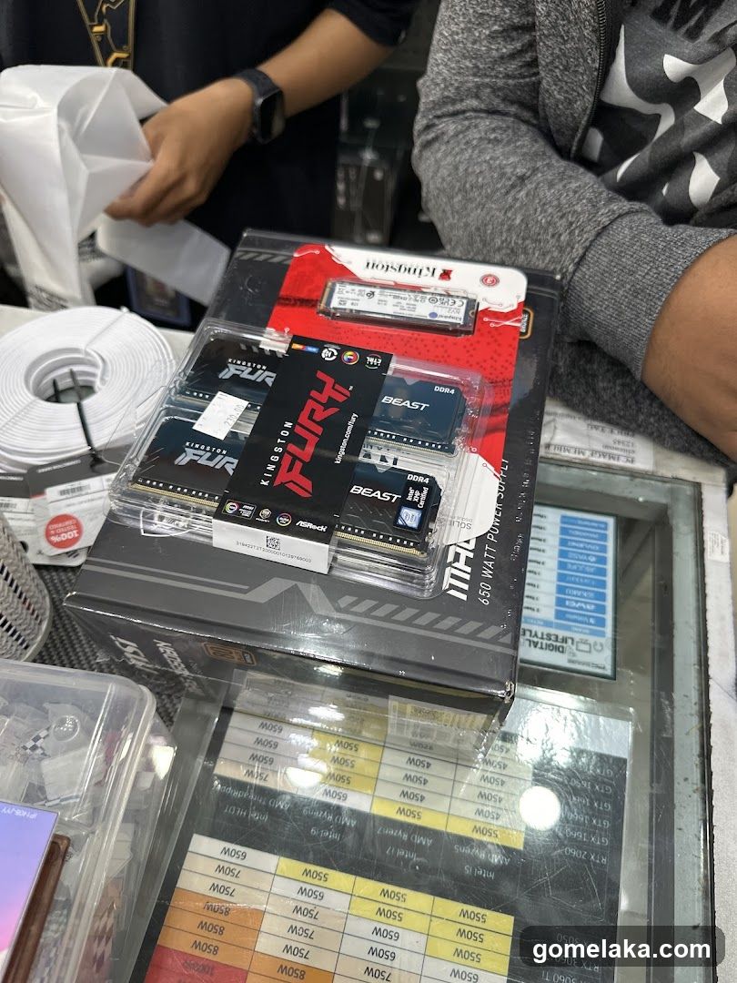 Computer hardware display at counter