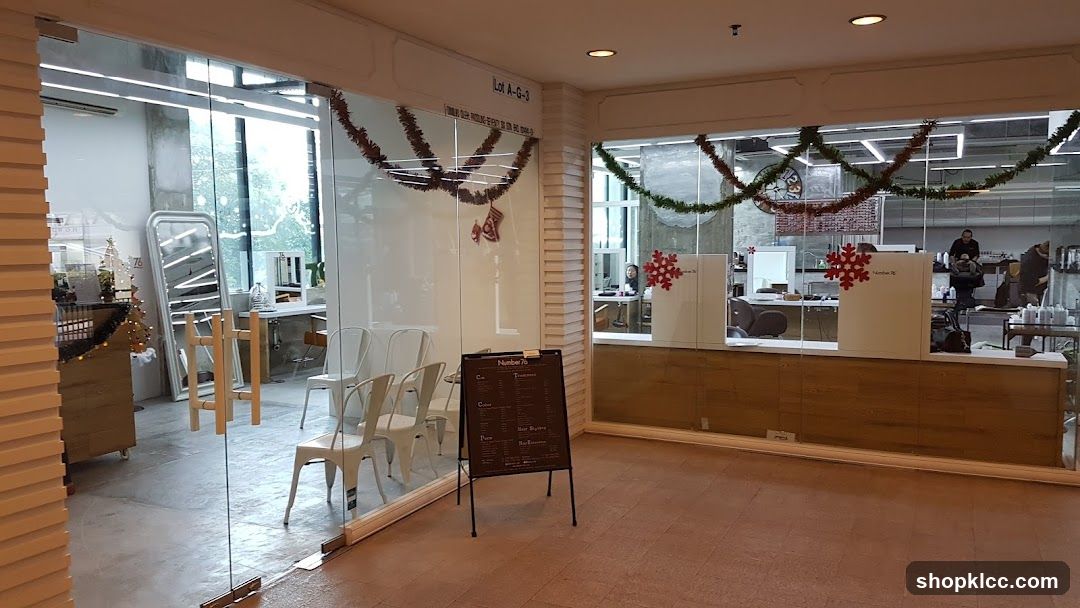 Hair Salon Interior with Christmas Decorations