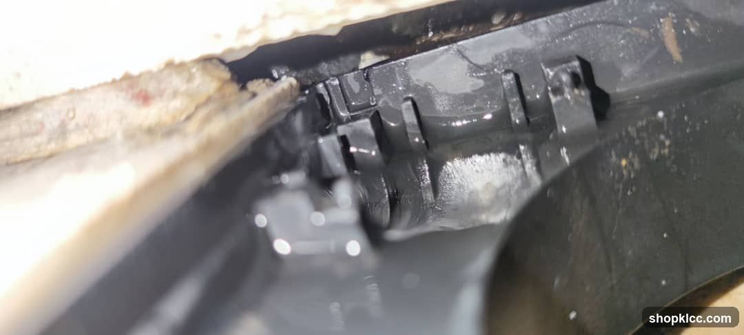 Close-up of mechanical part with residue