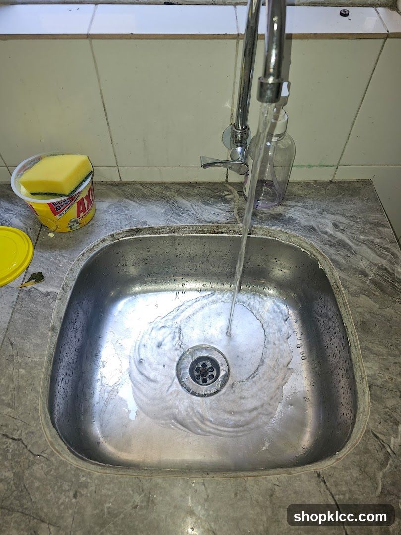 Kitchen Sink with Running Water