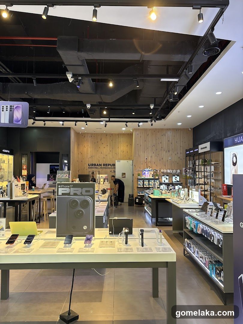 Interior of electronics store