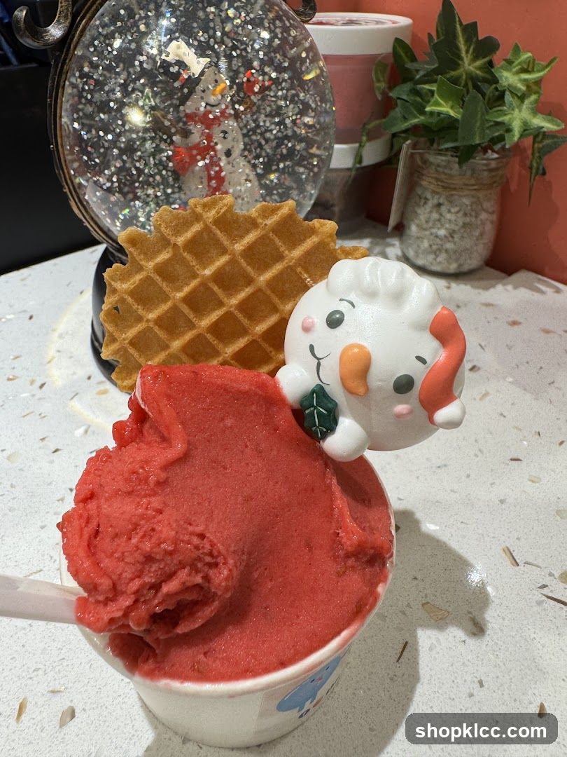 Strawberry Gelato with Festive Decorations