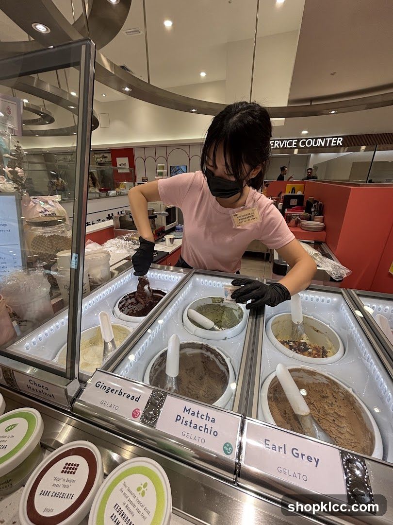 Ice Cream Shop Employee Serving Gelato