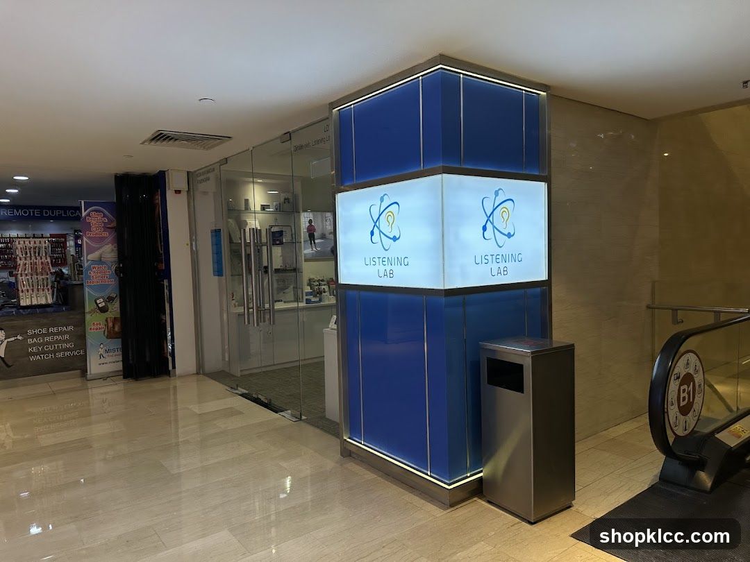 Shopping Mall Interior with Listening Lab Signage