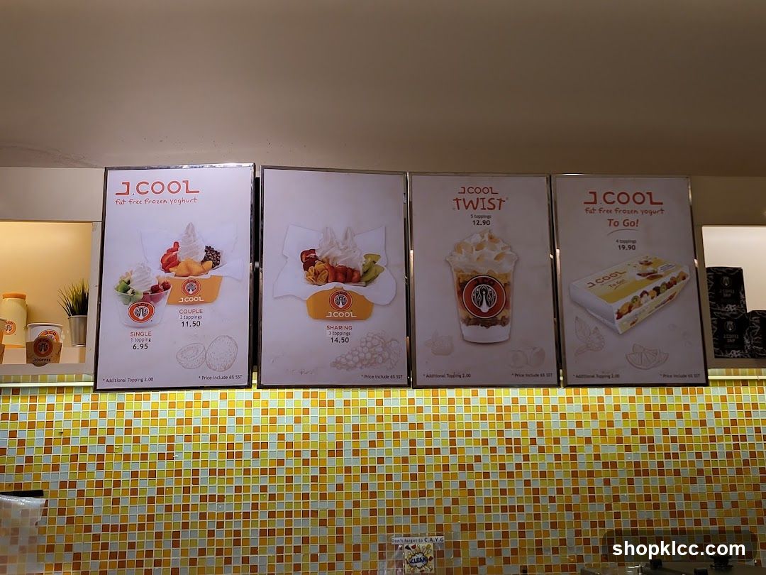 JCool Frozen Yogurt Menu Board
